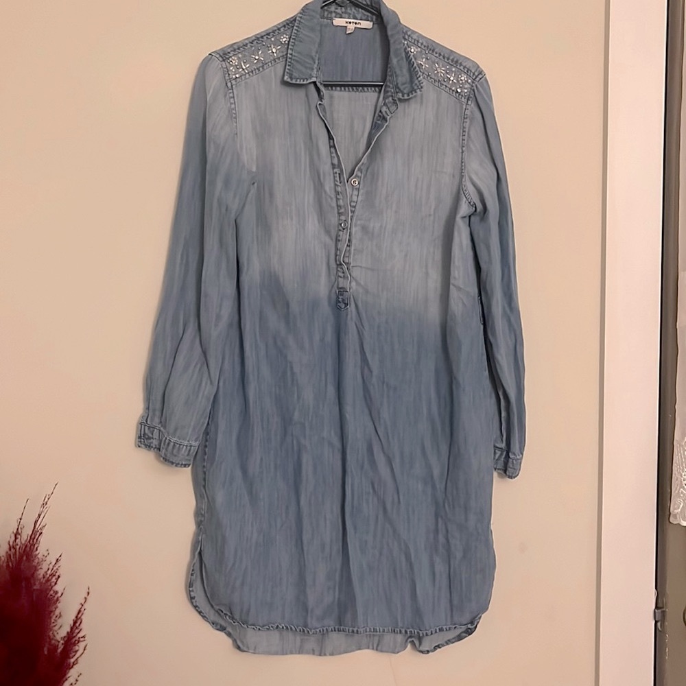 Jeweled denim dress